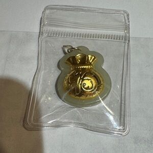 Gold and Green Money Bag Pendant